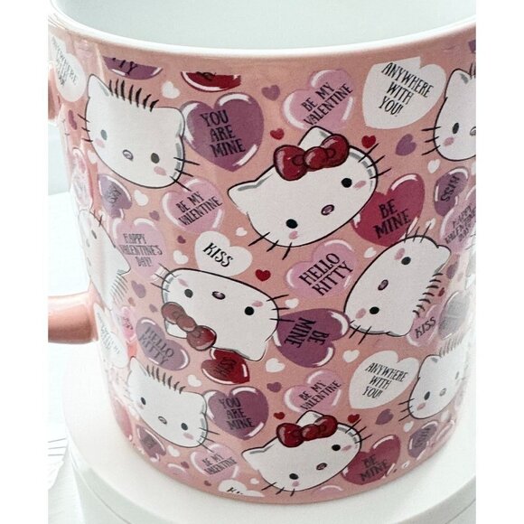 Hello Kitty Sanrio Pink Valentine's Day Cup Heart Shape Handle 16oz - Picture 2 of 7